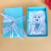 50pcs Baby Boy Douche Favors Choice Crystal Collection Blue Teddy Bear Figurines en boîte à cadeau Boîte de baptême de baptême Baptême souvenir
