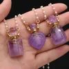 Hänghalsband Naturliga Amethysts parfymflaskhalsband Pärlkedjor Essential Oil Diffuser Agater för kvinnor Jewerly6119061