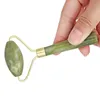 1pc ansiktsmassagerare jade rullar singelhuvud naturligt grönt stenmaterial för ögon hals tunna lyft slappna av bantning avkopplande verktyg Clear box paket jd019