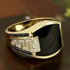 Ретро мужские кольца черные Zircon Ringrings для женщин панк хип-хоп мода серебряные украшения