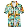 26 kleuren zomer mode heren Hawaiiaanse shirts korte mouw knop kokospalm print casual strand Aloha shirt plus maat 5XL 220222