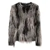 Women's Fur & Faux European Style Peacock Feather Long Sleeve Short Pattern Coat For Women O-neck Plus Size Winter Warm Clothing FS0867