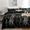 Oloyey Beddengoed Set Gedrukt Marmeren Bed Sets Wit Zwart Dekbedovertrek Europees Maat Koning Koningin Quilt Trooster 210615
