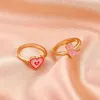 Nieuwe ins creatieve schattige kleurrijke multi-layer liefde hart ring vintage drop olie metalen hart ringen voor vrouwen meisjes mode-sieraden G1125
