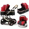 Poussette bébé Marque designer de mode En gros 3 en 1 Hot Mom Poussette De Luxe Voyage Landau Panier Bébés Siège D'auto et Chariot doux