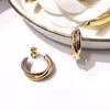 Punk Women three lines connect hook earring Stainless Steel Ear Hoop Earrings Gauges NEW mix mix colors Jewelry PS56582631377