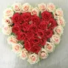 Dekorativa Blommor Kransar 40 cm Konstgjord Silk Heart Shape Lovely Rose Flower Ball för bröllopsbil Blommig Centerpiece Valentines de