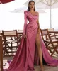 One pcs Sexy Prom Dresses 2022 African Saudi Arabia Long Sleeves Women Formal Dress Mermaid High Split Celebrity Robe De Soiree Evening Wear