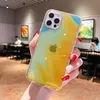 iPhone 13 Pro Max 12 11 XR 8 Plus IMD TPU PC 커버를위한 무지개 수채화 그라디언트 반짝이 전화 케이스