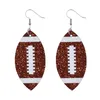 Boucles d'oreilles pendantes en forme de boule de Rugby, boucles d'oreilles à paillettes, en cuir coloré, crochets d'oreille de Sport pour femmes, en vente