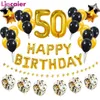 Numéro 50 Foil Ballon Joyeux Anniversaire Décorations de fête 50 ans Homme Femme 50ème Or Noir Décor à la maison Fournitures d'anniversaire Y0622