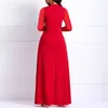 Plus Size vita alta tinta unita manica lunga tuta donna elegante partito formale coda di rondine sottile autunno signore rosso gamba larga tute T200509