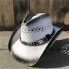 Retro fatto a mano tessuto di paglia donna uomo hollow cappello da cowboy occidentale lady papà sombrero hombre cowgirl jazz cappellini da sole taglia 56-58 cm q0805