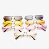 sunglasses Luxury Brand Small Rec 2020 Grey Pink Shades For Women 90s Vintage Rimless Square Sunglasses Unisex UV4006197106