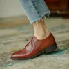 Frauen Wohnungen Oxford Schuhe Frau Echtes Leder Turnschuhe Dame Brogues Vintage Casual Schuhe für Frauen Schuhe 2021 Frühjahr Neue