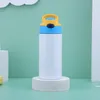 12oz Sublimazione Dritto Sippy Cup Bottiglia d'acqua per bambini Coperchio capovolto Vuoto bianco Vuoto portatile in acciaio inossidabile isolato dal mare GWB11213