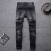 アメリカンストリートウェアファッションメンズジーンズレトロブラックグレースリムフィットプリントデザイナーヒップホップデニムパンクパンツ