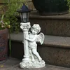 Lámparas de césped Pilar romano Estatua de ángel Esculturas de estatuillas de jardín Lámpara de energía solar Luz Animales Escultura animal LED # TG