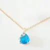 Necklace Earrings Set & Anniversary Romantic Style Rose 585 Gold Color Women Blue Cubic Zirconia Necklace/Ring/Earring
