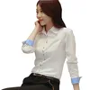 Весенние женщины рубашки кнопки отворота светло-цвет блузка шоу тонкий удобный большой размер OL профессиональная одежда DF2429 210609