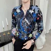 Men's Casual Shirts 2021 Starry Sky Print Men Baroque Slim Fit Party Club Shirt Male Camisa Homem Luxury Long Sleeve 4XL1