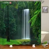 Stampa 3D Misty Forest Forest Bathroom Doccia Tenda Verde Paesaggio naturale Decorazione della casa con gancio 210715