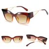 Edge Carved Rectangle Cat Eye Design Sexy Women Fashion Sunglasses Small Lenses Thick Frame With Special Bridge Legs