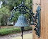 Groot gietijzer Welkom Diner Bell Decoratieve Big Metal Doorbel Handbell Wand Mounted Crafts Home Shop Store Cabin Deurdecoratie Antiek Donkergroen Groen