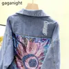 Sping Autumn Women Ripped Denim Jackets Retro Casual Jeans Jacket Long Sleeve Female Coat BF Streetwear Plus Size 210601