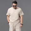 Large Size Clothes Store Costume Linen Crop Top Male 9XL 100% Cotton White Shirt shirt Men Plus Short Sleeve 210716