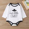 Inverno crianças conjuntos casual luva longa o pescoço letra macacão vaca padrão calças cute 2 pcs meninas roupas 0-2T 210629