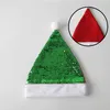 Flip para mudar de cor chapéu vermelho verde lantejoulas chapéus em branco sublimação boné decoração de natal festival presentes para amigos