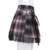 نساء عالية الخصر التنانير القوطية مثير kawaii harajuku clothing mini plaid plaid jeryped skirt skirt a-line streetwear