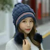 Beanie/Kafatası Kapakları Bayanlar Kış Double Pom Kürklü Kürk Şapka Kadınlar Sıcak Örme Bobble Kayak Capbeanie/Kafatası Chur22