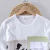 Nueva camiseta de lino de manga corta de verano para hombre, camiseta de moda de marca para hombre, camisetas casuales cómodas para hombre, camisas de cuello redondo para hombre G1229