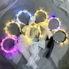 Colorful Three-speed Color-changing LED Glow Flashing Wedding Party Retro Lace Pearl Hoop Fairy Hairband Flash Hair Hoop Rave Toy