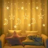 EU Plug Moon Star LED Fée Guirlande Lumineuse Guirlande EID Mubarak Ramadan Décoration Noël Vacances Éclairage De Noce 211109