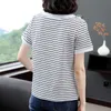 Shintimes Striped Women T-shirt Kortärmad Sommar Toppar Bomull Koreansk stil Plus Storlek Damkläder Tee Femme 210615