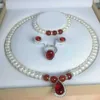 Freshwater Pearl Jewelry Set Fashion Necklace Green 925 Sterling Silver Mother Women Jewelry Gift