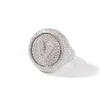 اسم مخصص A- Z Spin Rings Iced Out 360 Rostable Ring Cubic Zirconia DIY 14K Diamond Men Women Gift Hip Hop Jewelry208C