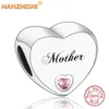 925 Sterling Silver Coração Mãe Avó Nanny Nan Aniversário Menina Charms Beads Fit Pandora Charme Pulseira Jóias Presente Q0531