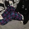 HOUZHOU Harajuku Plaid Hosen Frauen Street Style Koreanische Breite Bein Lila Oversize Karierte Hosen Für Weibliche Ästhetik 211115