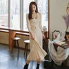 Vintage Faltengürtel Pullover Kleid Frauen elegante Büro Damen gestrickt Kleider Langarm weibliche Herbst Winter Midi Party Kleid 210529