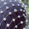 Vintage Handmade Birdcage Veil Pearls Headband Hoop Wedding Jewelry for Women Rhinestone Headpiece Hairbands Accessory