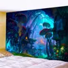 Tapestries Mushroom Castle Tapestry Fairytale Dreamy Wall Hanging Huge Carpet Hippie Kids Room Decor