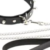 Chokers Sexy Rivet Pu Coloque de couro Chain Towing corda Bell Cheker Slave Costume BDSM Colar de escravidão de pescoço sexo punk goth9956095