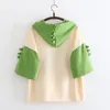 Kvinnor Dinosaur Kortärmad Hooded Cotton T Shirt Sommar med Horns Harajuku Hooded Girls Teens Green Tops Tees YePinciaga T200512