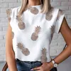 Moda mujer elegante labios estampado Tops y Blusa camisas 2021 verano señoras Oficina Casual Stand cuello pulóveres ojo Blusa Tops H1230