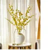 Vazolar Modern Beyaz Seramik Süsleme Dekoru Phnom Penh Lotus Yaprak Kenar Tasarım Metal Stand Ev Mobilyası ile Modelleme Vazo