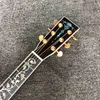 Custom Solid KOA Wood Acoustic Guitar Abalone Vase Inlays Binding D45K D Body